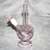 Heart shape water bongs glass bong oil rig smoking pipes hookahs with downstem slide and pink love bowls 14mm ash catchers