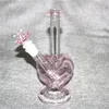 Hjärtform Vatten Bongs Glas Bong Oil Rig Rökning Rökor Hookahs Med Downstem Slide And Pink Love Bowls 14mm Ash Catchers