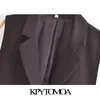 KPYTOMOA Kvinnor Mode med Tabs Single Button Waistcoat Vintage Ärmlös Sida Vents Kvinna Vest Coat Chic Veste 211120