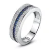 Fileiras Cúbicas de Zircônia Diamante Anel de Diamante Dedo Azul Cz Anéis de Casamento de Noivado para Mulheres Moda Jóias