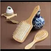 Peigne en bois professionnel coussin de pagaie saine perte de cheveux Mas brosse brosse à cheveux soins du cuir chevelu sain bambou 3Wgdf Znkmf