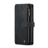 CaseMe Multifunktions-Leder-Geldbörsenhüllen für iPhone 15 14 13 Pro MAX 12 Mini 11 XS XR X 8 7 Plus 6 Reißverschlusshalter Flip Cover Magnetische Business-Männer-Buchtasche