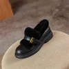 الأحذية الجلدية المسطحة الأحذية الصوف النعال مع مشبك وحزام رئيس دائري غير رسمي البيج 2 9