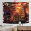 Bohemian Home Textil Tapestry Grön Växtflock Hängande Tyg Bakgrund Vägg Hangande Walls Decoration Blanket Mandala Tapestries