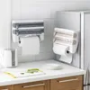 Handdoek rack saus fles opslag keuken tas klampende film dispenser rol papier wandmontage 210423