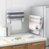 Towel Rack Sauce Bottle Storage Kitchen Bag Cling Film Dispenser Roll Paper Wall-mounted 210423