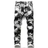Męska Moda 3D Graffiti Drukowane dżinsy Hip Hop Streetwear Stretch Dżinsowe Spodnie dla Mężczyzna Dorywczo Spodnie Pantalons Wlać Hommes