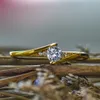 14K Gold Lab Moissanite Promise Ring 925 스털링 실버 약혼 결혼식 밴드 링 여성용 신부 파티 쥬얼리