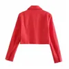 Blazer Skirt Suits Red Double Breasted Cropped Women's Elegant Sets High Waist Mini Office Casual 2 Pcs 210519