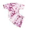 Barn Tracksuit Sommar Barnkläder Set Baby Girls Outfit Passar Toddler Casual Tie-Dyed T-shirt Toppar Shorts 2pcs Kläder