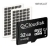 Bulk 100Pack Cloudisk Micro SD-kort 16GB 32GB 64GB 128GB 256GB 512GB 1TB Klass 10 Realt kapacitet MicroSD-kort 1GB 2GB 4GB 8GB Klass 4-Klass 10 minneskort