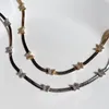 Chains Simple Lovely Crystal Mini Butterfly Flat Chain Necklace For Women Classic Gold Silver Color Metal Snake Choker Jewely