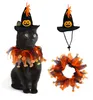 Vêtements pour chiens Halloween Costume pour animaux de compagnie Ensembles Bat Wings Witch Cape Wizard Hat Bells Collier pour chats et petits chiens Cosplay Party Décoration A88