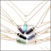 Pendant Necklaces & Pendants Jewelry Fashion Womens Necklace Gold Chain Natural Stone Hexagonal Column Statement Chokers Quartz Healing Crys