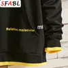 Sfabl Moda Erkek Hip Hop Hoodie Kazak Büyük Pocket Streetwear Erkek Rahat Siyah Beyaz Kapüşonlu Kazak Erkekler 210813