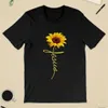 kuakuayu-XSX Sunflower Jesus Christian T-Shirt Summer Women Short Sleeves Casual Black Tee Faith Shirt Gift X0628