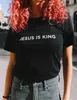 Jésus est roi lettre imprimer femmes T-shirt chrétien foi espoir amour Harajuku t-shirts Religion hauts t-shirts Streetwear Ropa Mujer X0628