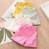 Summer Casual 2 3 4 5 6 7 8 9 10 Years High Waist Cute Solid Candy Color Cotton Denim Shorts For Kids Baby Girl 210529