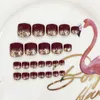 Valse nagels voor voet mode meisjes nep teennagels 24 tips met lijm glanzende nagel kunst decoraties gereedschap