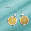 Exaggerated Big Size Fruit Lemon Dangle Earrings For Women Summer Vacation Party Jewelry Funny Fruit Earring Clearance Price