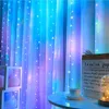 RGB 16 Color-changing Curtain Light Remote Control Christmas Decoration for Bedroom Fairy Holiday Garland Navidad Decor 211122