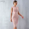 ADYCE New Summer Femmes Bandage Dress Vestidos Tank Sexy Dentelle Mesh Sans Manches Moulante Clubwears Celebrity Runway Party Dress 210325