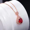 Prawdziwy prawdziwy 14 K Rose Gold Wiselant Naturalny ruby ​​naszyjnik biżuteria Slajd Joyeria Fina Para Mujer Kamień 14 KLARA Naszyjniki 211240175