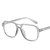 Seemfly Vintage Doppelstrahl-Anti-Blaulicht-Brillengestell, transparente Farbe, optische Sepectacles, übergroße Computerbrille, modische Sonnenbrille