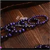 Beaded, Strands Bracelets Jewelrypurple Tiger Eye Natural Energy Faith Bracelet Fashion Semi-Precious Stone Jewelry Gift 3 Specifications Dro