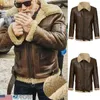 Hiver Hommes Laine D'agneau Doublé Veste En Cuir Parka Outwear Manteau Hommes Rétro Fourrure Locomotive Veste Zipper PU Manteau En Cuir Chaud 211118