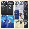 Kawhi 2 Basketball Leonard Jersey Giannis 34 Antetokounmpo Maillots Hommes Paul 13 George Jersey Noir Blanc Bleu Vert S-XXL