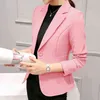 Schwarze Frauen Blazer Formale S Dame Büroarbeit Anzug Taschen Jacken Mantel Slim Femme 211122