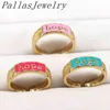 10Pcs 2021 Sweet Colorful Enamel Hope Ring For Women Girls Fashion Open Adjustable Jewelry Party Gift