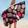 Handduk Beddingoutlet Macaron Bathroom for Girls Chocolate Beach Sweet Dessert Microfiber Blanket Red Lips Färgglada Toalla 210728