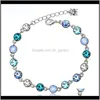 Tennis Bracelets Jewelrysier Plated Starlight Female Models Crystal Bracelet Cute Fashion Wild Retro Jewelry Super Flash Birthstone Drop Del