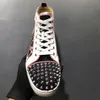 Ny lyx Casual Spikes Skor Studded Fashion Red Suede Läder Mens Sneaker Kvinnor Plattbottnar Sko Party Lovers Toppkvalitetstorlek 36-45 US13 US14 med låda