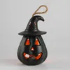 LED Halloween Pumpkin Ghost Lantern Lamp DIY Hanging Scary Candle Light Halloween Decoration for Home Horror Props Kids Toy Y0827