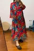Этнические женщины с длинным хлопчатобу и льном большой цвет платье с распущенным размером китайское ретро -диагональное пряжка чайная одежда осень 210322
