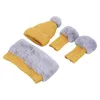 4pcs / set Bonnets tricotés Caps Casquettes Ensemble de gants de ski Bonne Bonnets Chapeaux Gardez la chaude Hiver Thermal Thermal Activités Masque de cyclisme