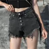 Weibliche Verband Seite Kordelzug Denim Shorts Hohe Taille Sexy Sommer Micro Mini Jean Kurze Mujer 210510