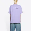 여름 웨이브 레터 인쇄 보라색 티 티셔츠 패션 스포츠 캐주얼 한 단순한 통기성 단단한 짧은 슬리브 남자 여자 봄 293y