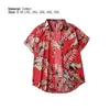 Kortärmad Hawaiian Shirt Men Höst Lös Litterär Casual Style Men's Beach Vacation Printed Tree Leaves