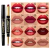 Lip Pencils 2 IN 1 Liner Waterproof Matte Lipstick Pencil Contour Tint Sexy Red Long Lasting Moisturizer Lipliner Cosmetics TSLM125515828