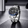 Paganiデザイン新しい高級男性のメカニカル腕時計ステンレス鋼GMTウォッチトップブランドサファイアガラスメンズウォッチReloj Hombre Q0902