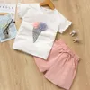 Girls Clothing Set Summer Girl Clothes Sleeveless Striped Top+Pants 2pcs Kids Suits Cute Flower Children Outfits 210429