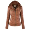 Giacca in ecopelle Donna Cappotto base Donna Inverno Moto Pelle scamosciata PU Felpe con cappuccio Capispalla 211118