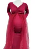 Maternity klänningar för baby duschar skjuta kvinnor sommar elastisk lång mantel Grossesse vestidos elegant tulle full 210922