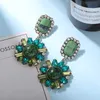 Старинные роскошные зеленые цветные хрустальные горный хрусталь свисают для женщин большие геометрические кристаллические серьги мода ювелирные изделия