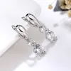 Boucles d'oreilles pour femmes, bijoux en cristal, Zircon, mode, platine, or, argent 18 carats