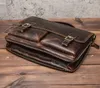 Men Briefcase Bag Crazy Horse Leather Shoulder Messenger Bags Business Office Handbag